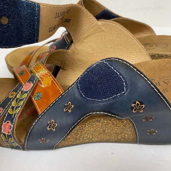 L'Artiste By Spring Step Jadora Leather Wedge Sandals Boho Artsy Size 10.5-11 - Picture 6 of 12